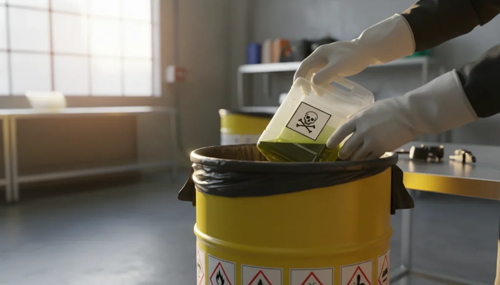 Guía profesional sobre cómo gestionar correctamente envases contaminados con sustancias peligrosas, asegurando la seguridad y el cumplimiento normativo para una eliminación responsable.