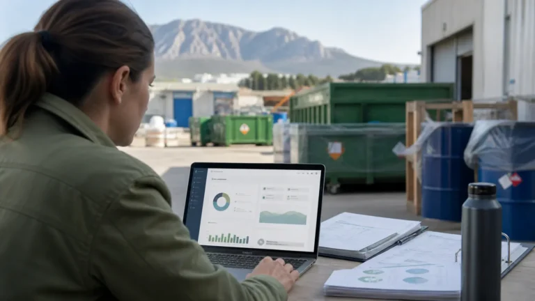 Responsable ambiental utilizando una plataforma digital de documentación de residuos